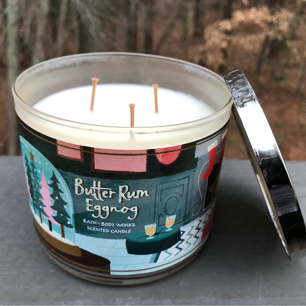 Bath & Body Works 3 Wick Candle BUTTER RUM EGGNOG